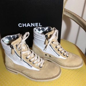 100% AUTH Chanel Short Suede Boots Size 37.5